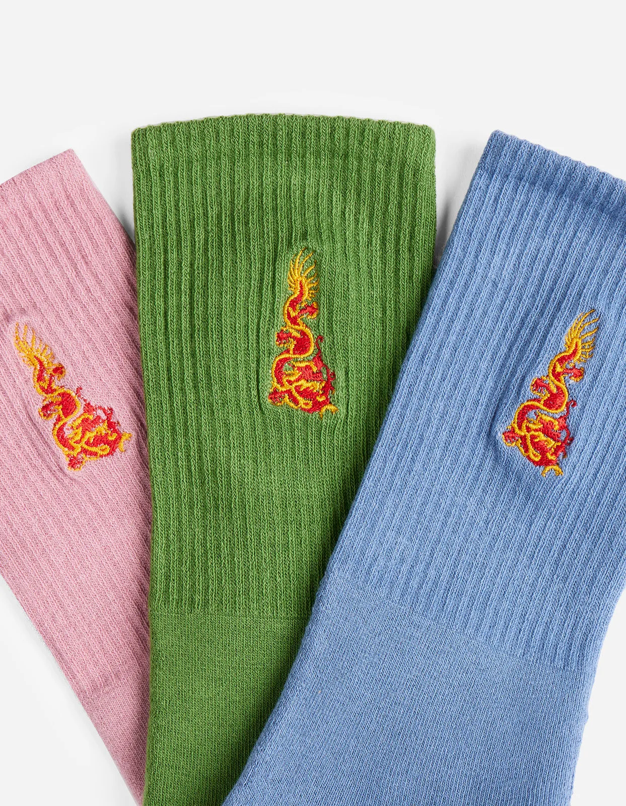 1264 Micro Dragon Sport Sock 3 Pack Subdued Blue/Bamboo Green/Flag Pink