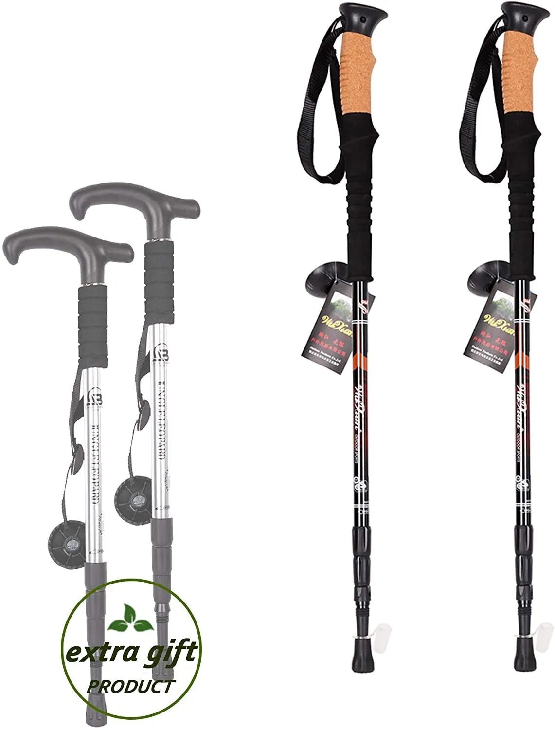 2 Pack Trekking Poles Collapsible Climbing Stick