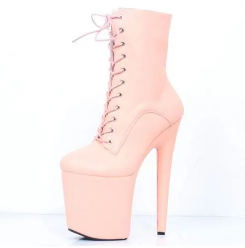 20CM Extreme High Heels Lace Up Pole Dancing Ankle Boots