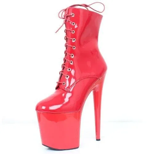 20CM Extreme High Heels Lace Up Pole Dancing Ankle Boots