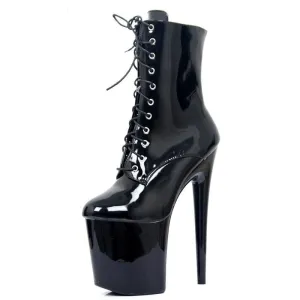 20CM Extreme High Heels Lace Up Pole Dancing Ankle Boots