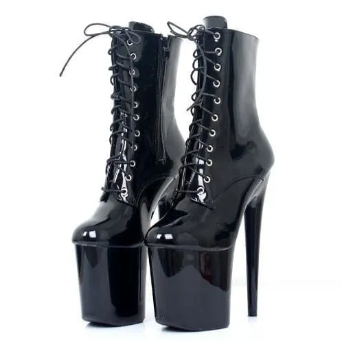 20CM Extreme High Heels Lace Up Pole Dancing Ankle Boots