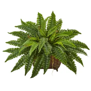 23" Artificial Boston Fern in Metallic Planter - Low Maintenance, Life-Like & Vibrant Silk Plants For Busy People.