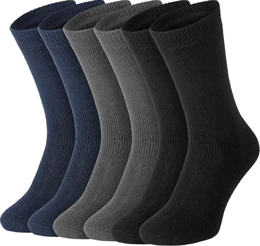 3 Pairs X Mens Heavy Duty Thermal Cotton Work Winter Crew Socks