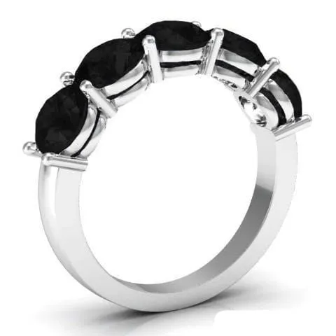 3.00cttw Shared Prong Black Diamond Five Stone Ring