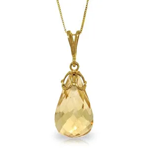 7 Carat 14K Solid Yellow Gold Inherent Simplicity Citrine Necklace