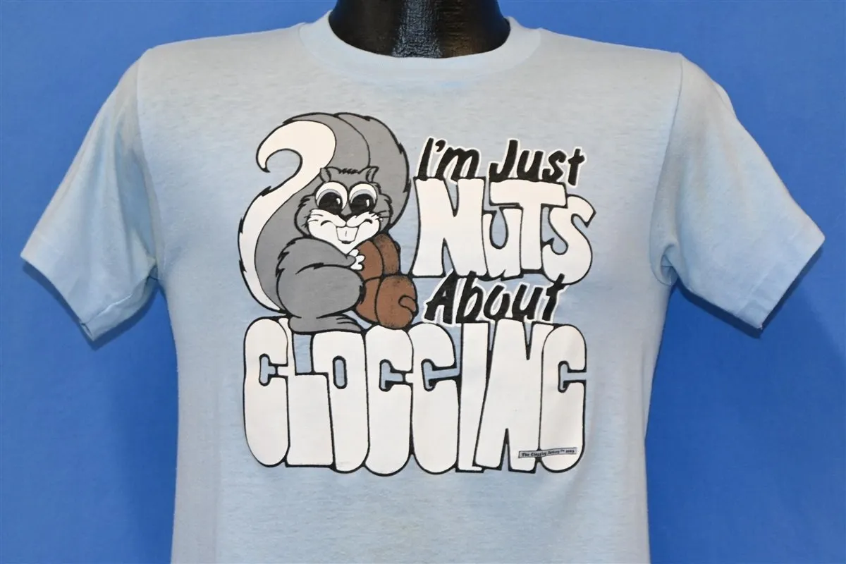 80s I'm Just Nuts About Clogging Funny Squirrel t-shirt Small