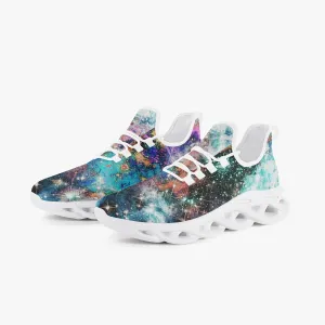 Acquiesce Apothos Psychedelic Split-Style Helix Mesh Knit Sneakers - White