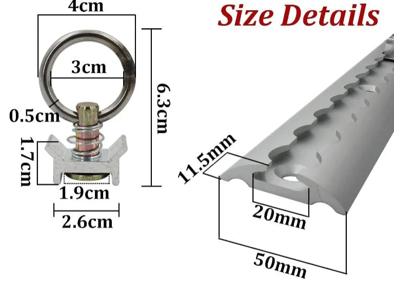 Airline Track Securing Rail / Anchor Track - Aluminium - Rounded - 14M