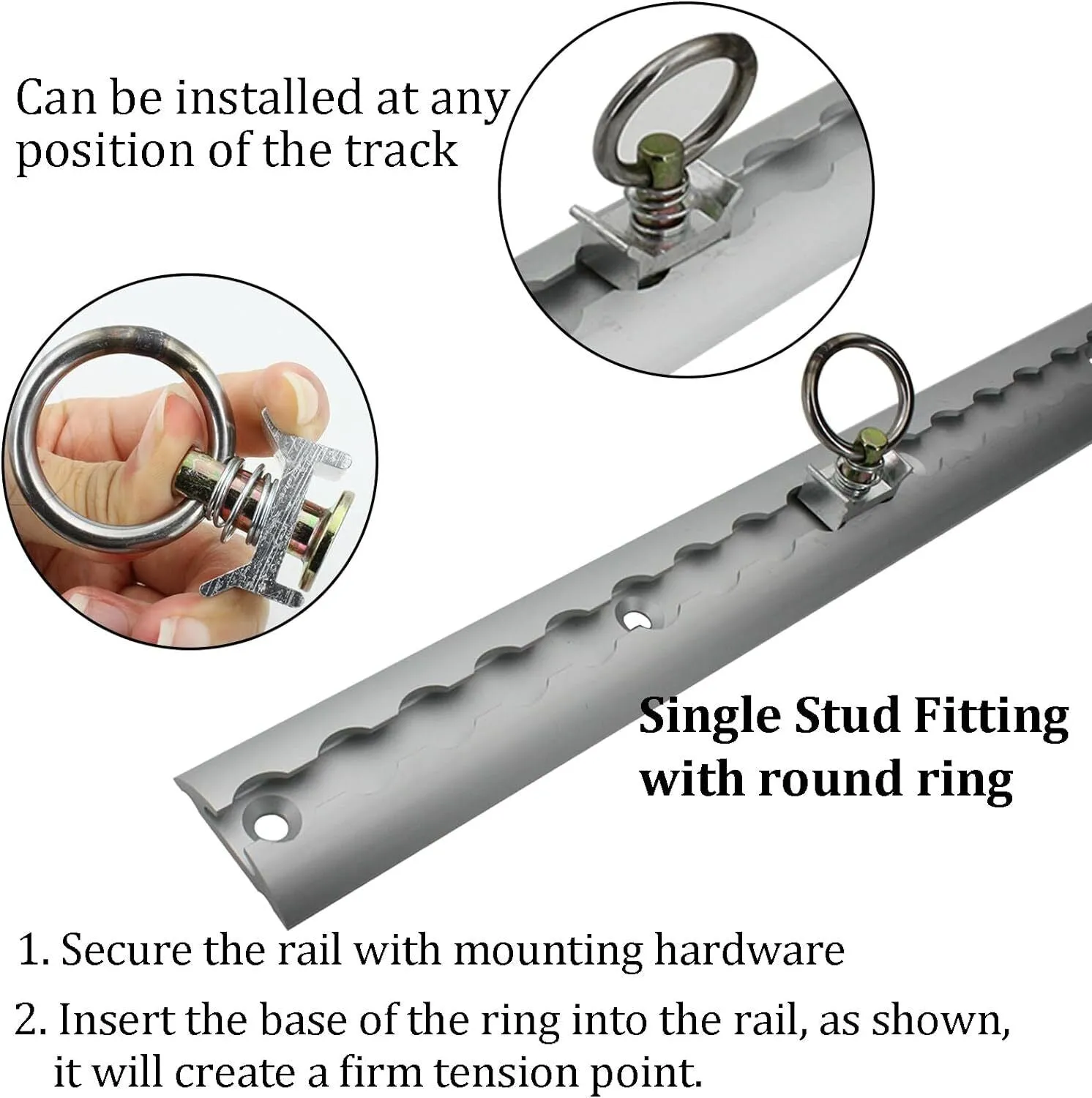 Airline Track Securing Rail / Anchor Track - Aluminium - Rounded - 14M