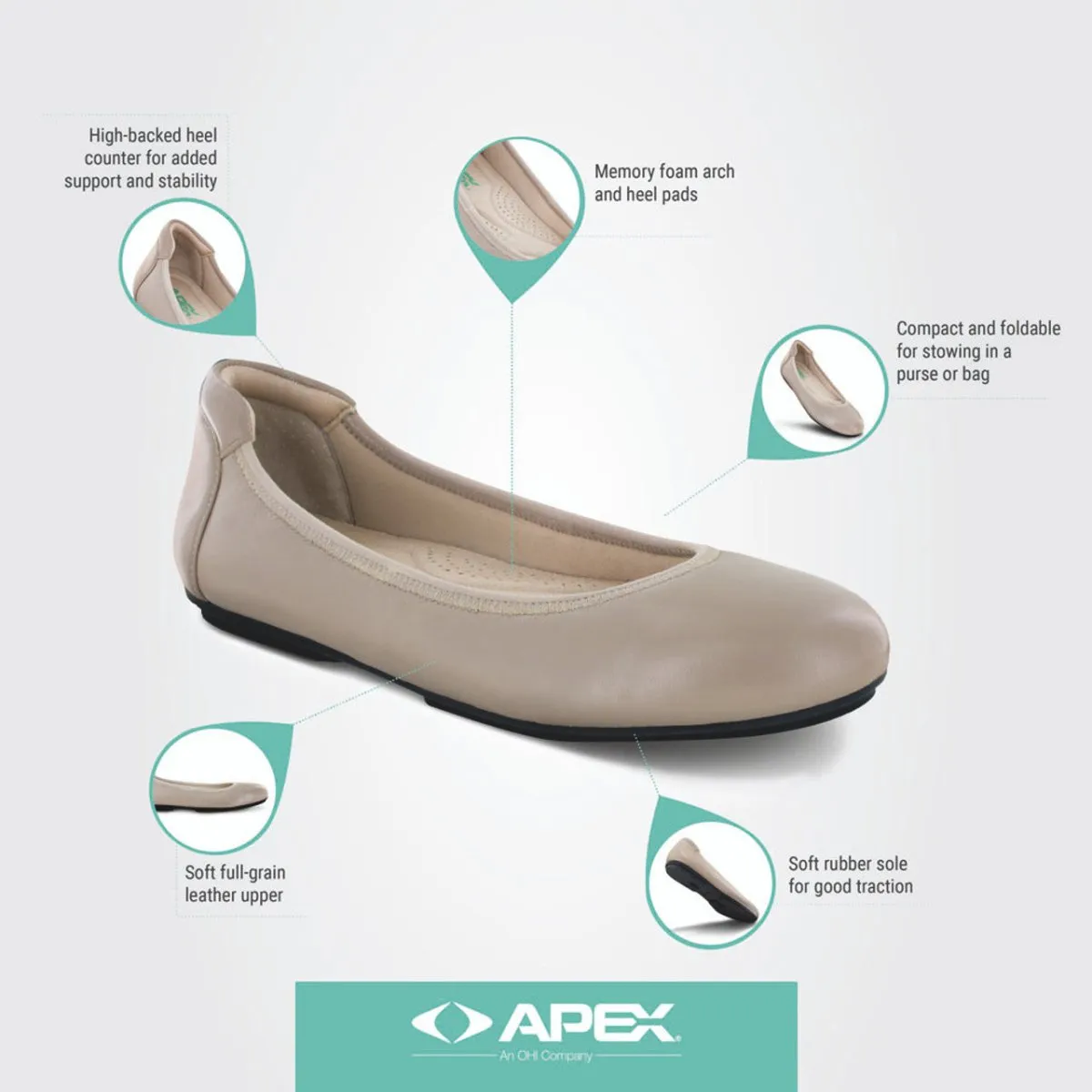 Apex Bf110w Ballet Flat Women's Casual Shoe In Beige