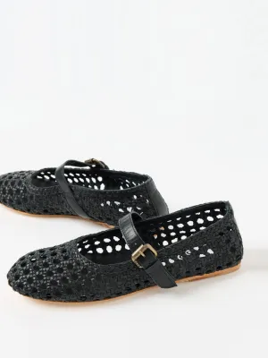 Asra Neve woven black leather Mary Jane flats