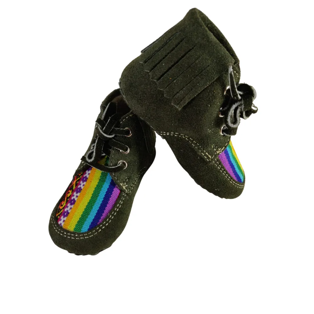 Baby Infant Toddler Shoes Slip-on Soft Sole Leather Moccasins Pre-Walkers w/Handmade Peruvian Textiles