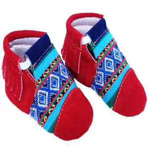 Baby Infant Toddler Shoes Slip-on Soft Sole Leather Moccasins Pre-Walkers w/Handmade Peruvian Textiles