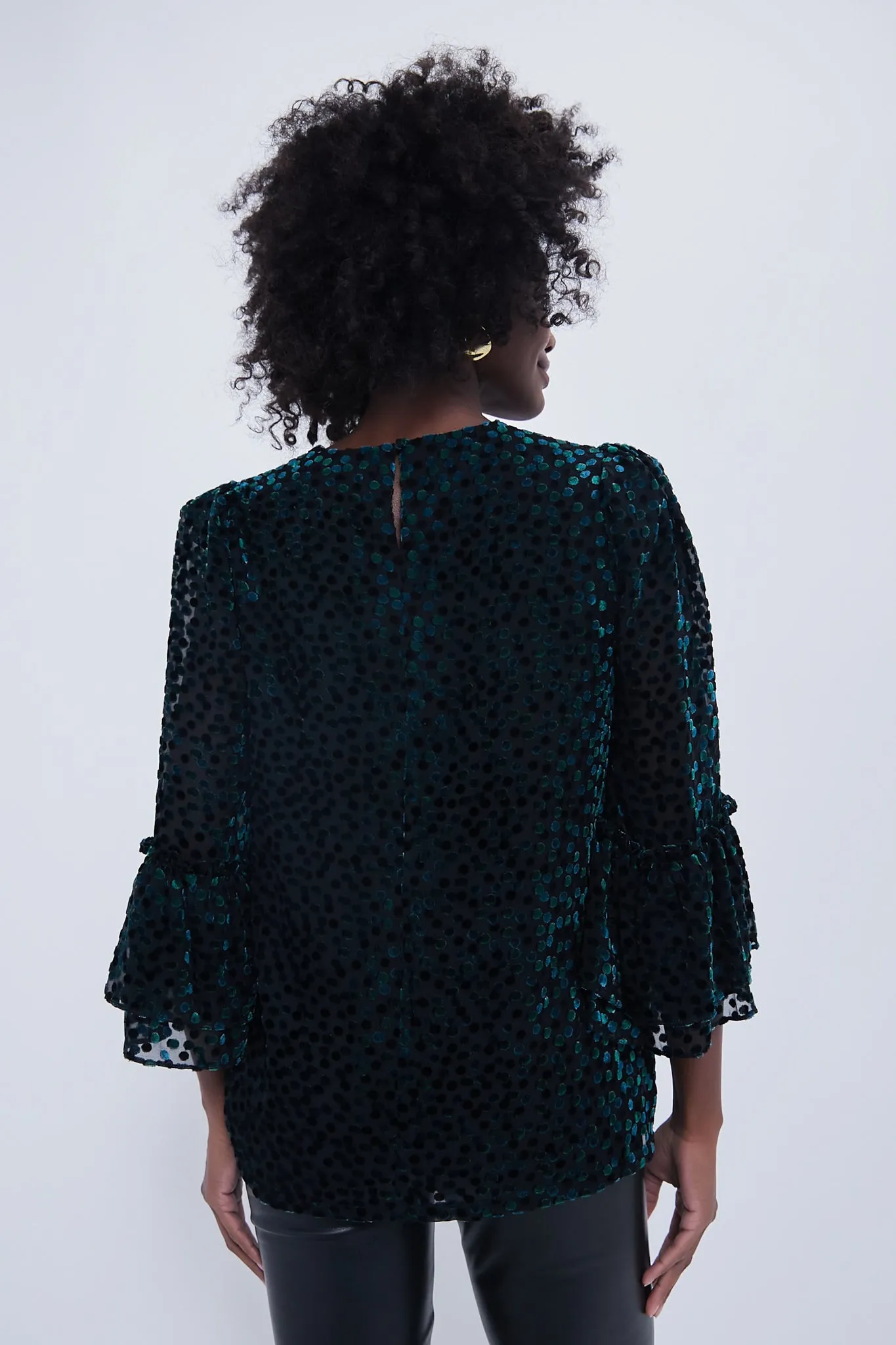 Black Flock Dot Velvet Luciela Blouse