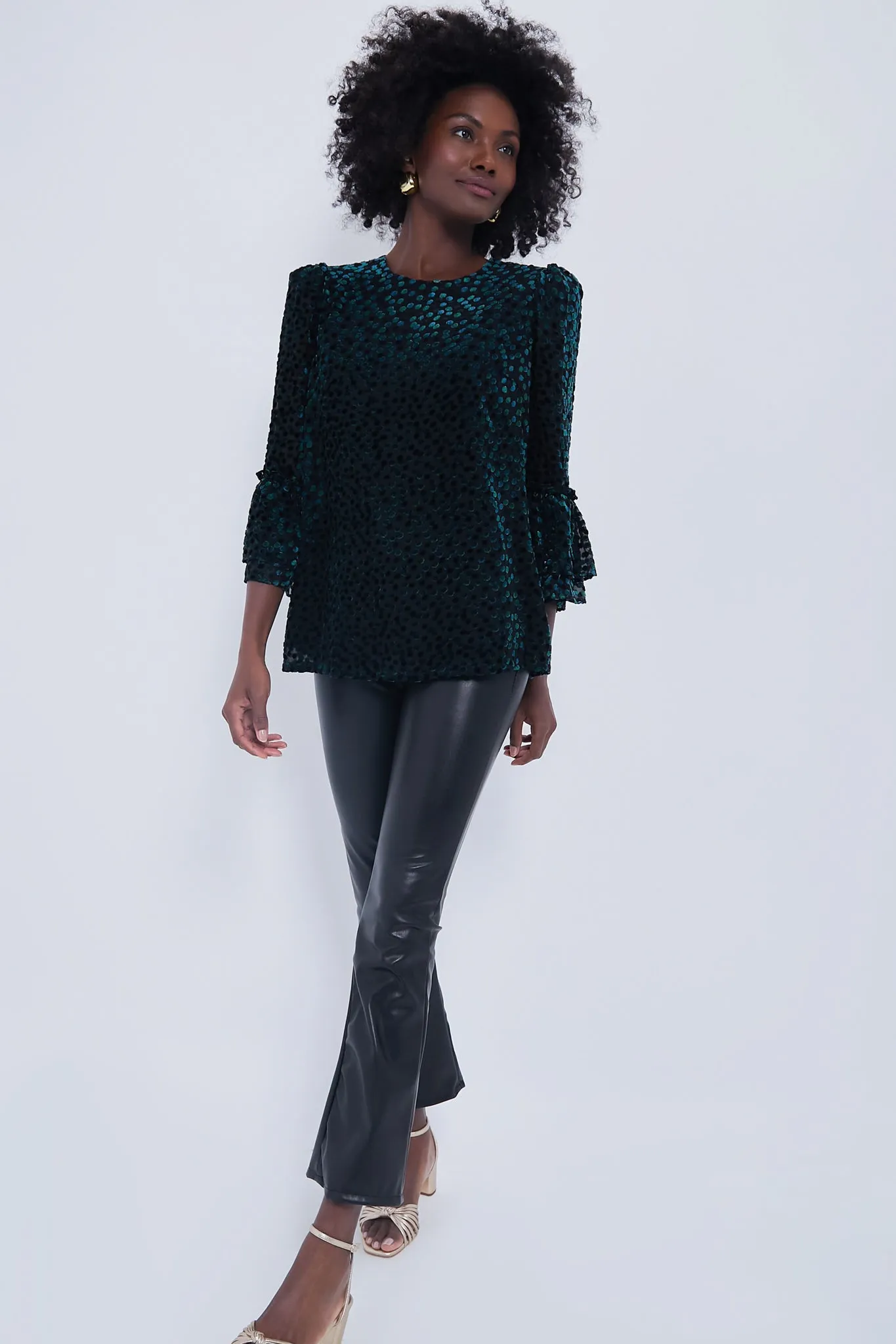 Black Flock Dot Velvet Luciela Blouse