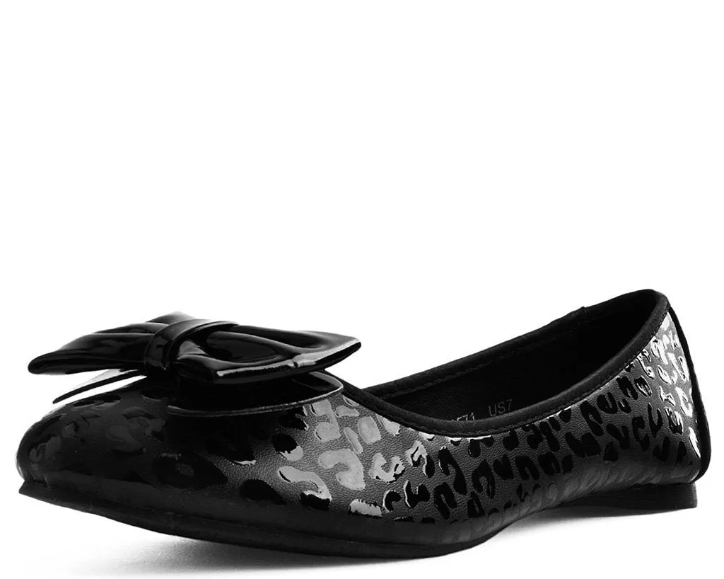 Black Leopard Patent Flat