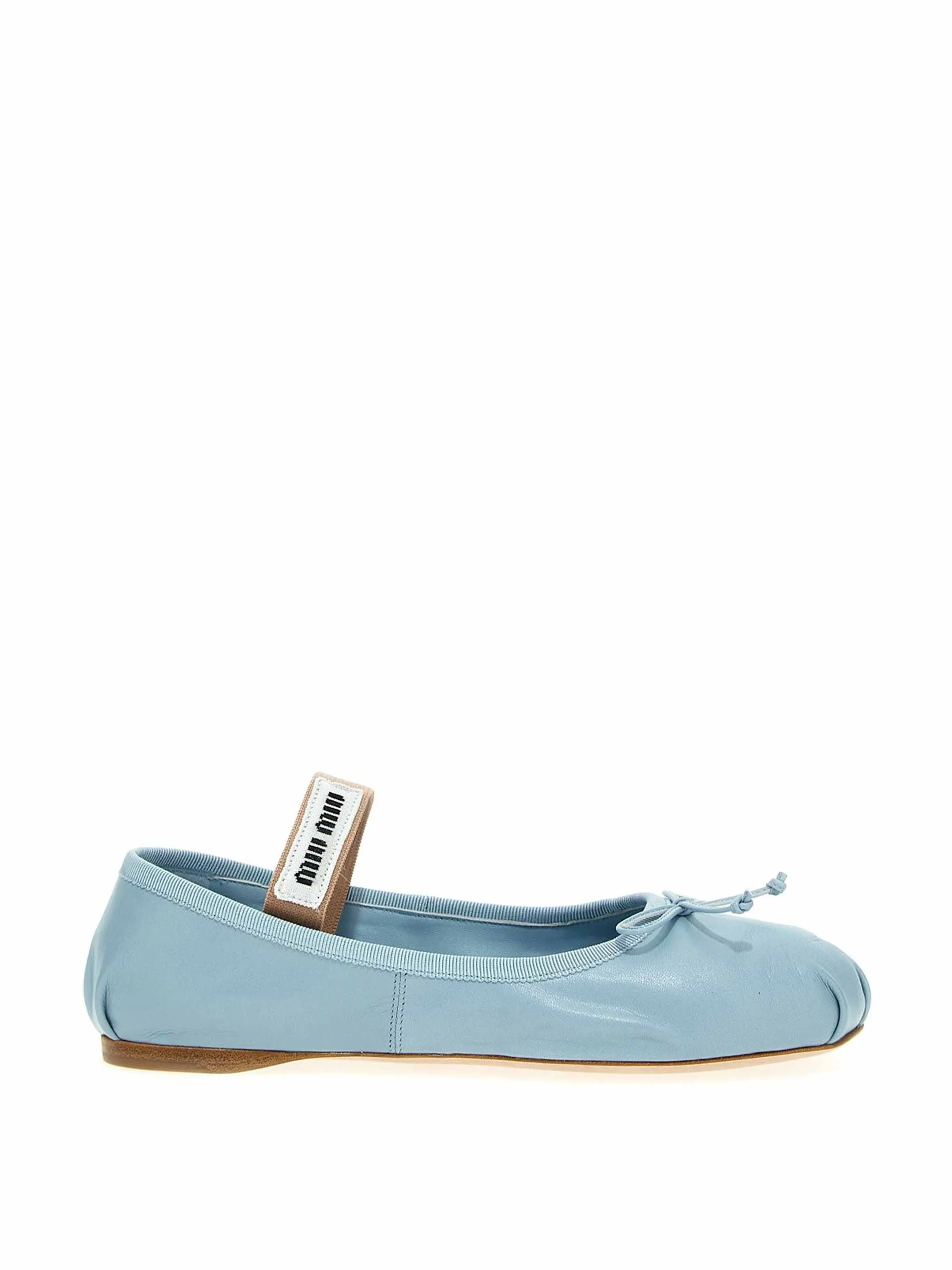 Blue leather ballet flats