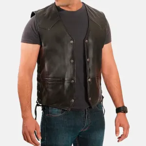 Bound Leather Biker Vest | Men's Leather Vest