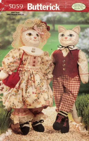 Butterick 5059 Stuffed Toys Edwardian Cats with Clothes 1990s Vintage Sewing Pattern UNCUT Factory Folded