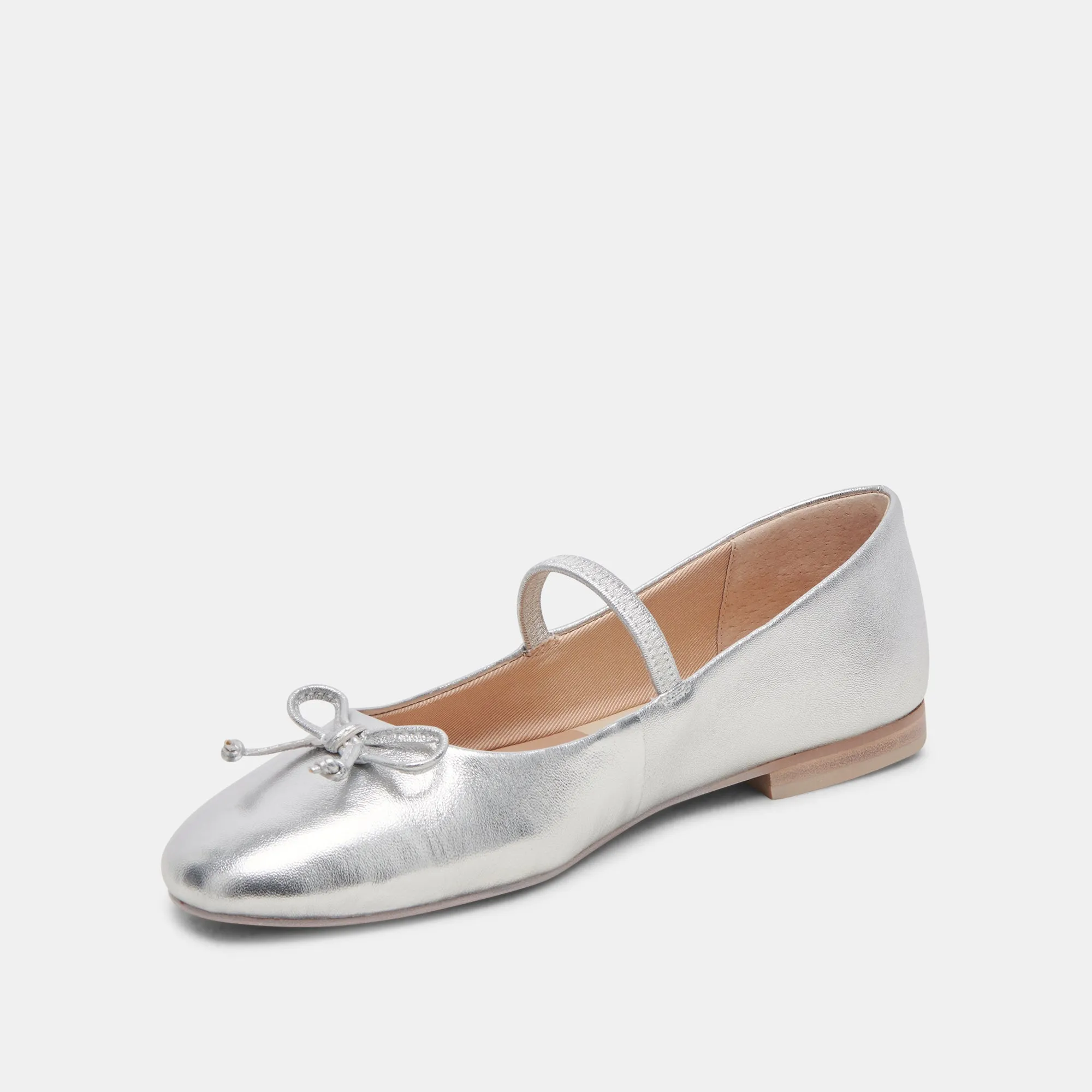 CARIN BALLET FLATS SILVER METALLIC LEATHER