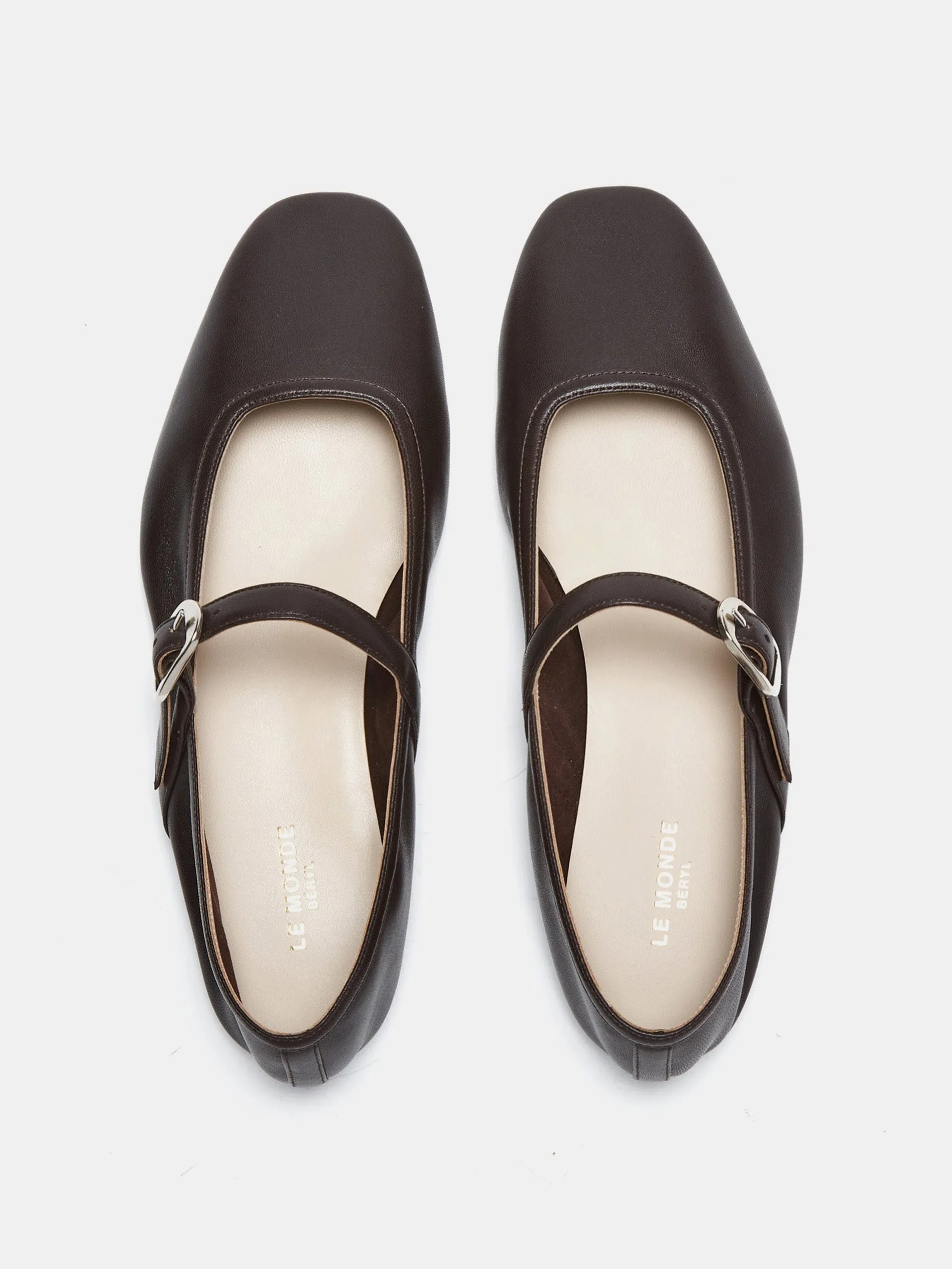 Chocolate leather ballet Mary Jane flats