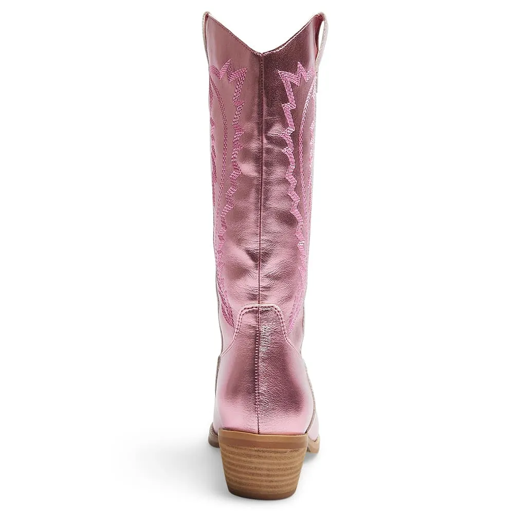 Cowboy Boot in Ice Pink Metallic