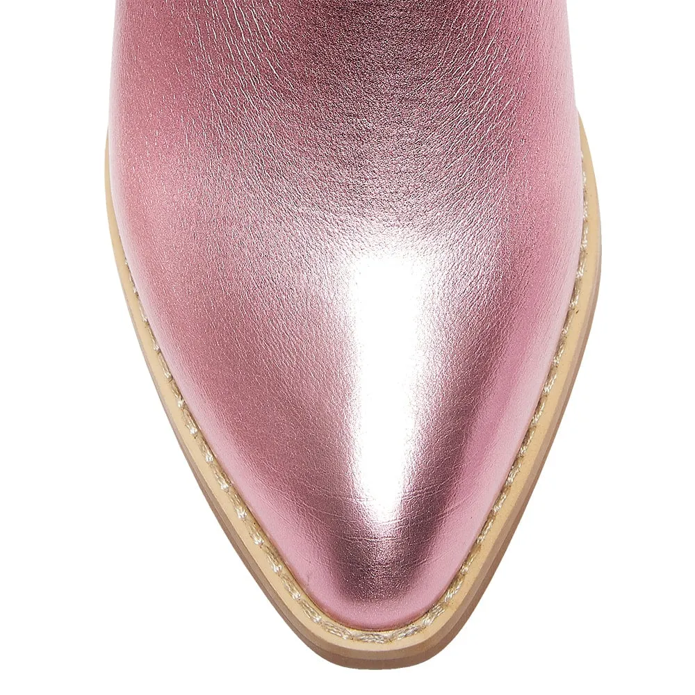 Cowboy Boot in Ice Pink Metallic