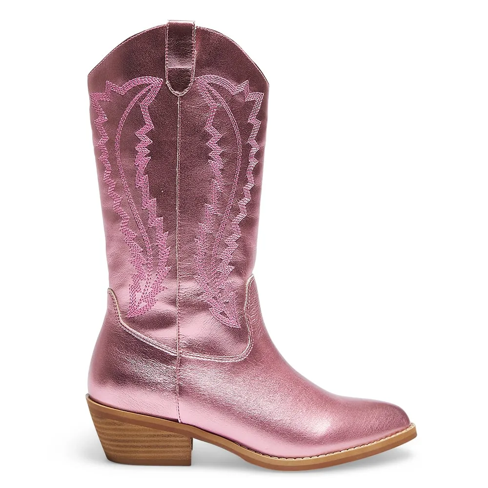 Cowboy Boot in Ice Pink Metallic