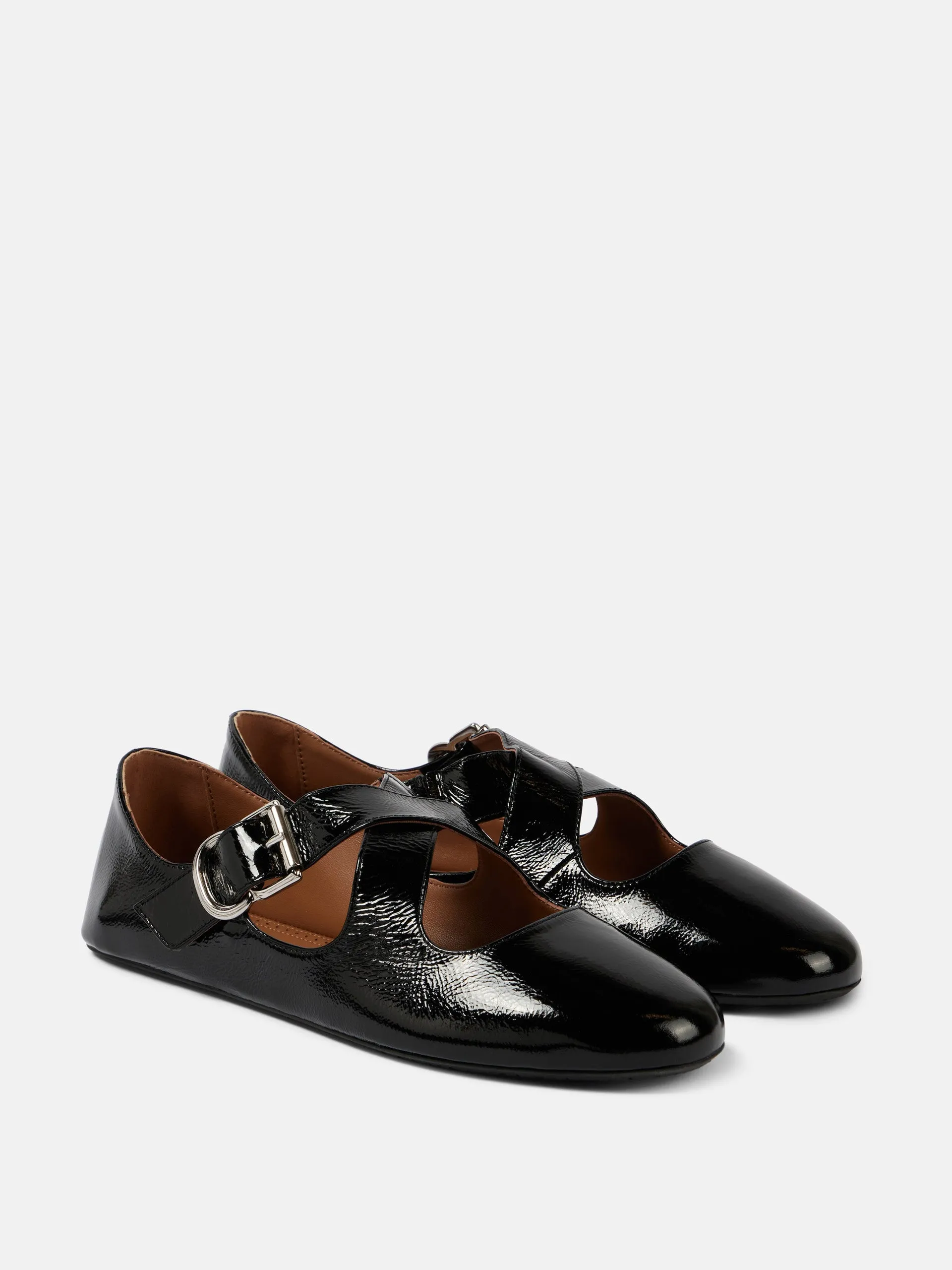 Criss Cross patent leather ballet flats