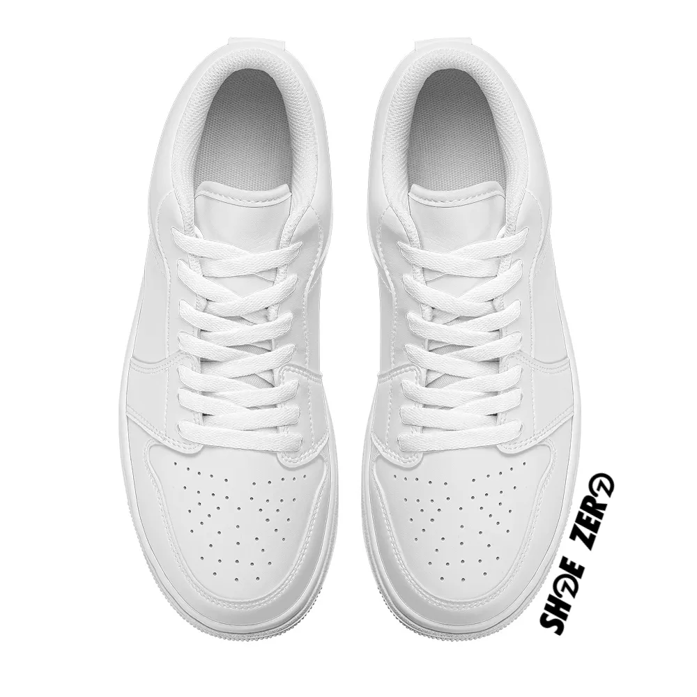 Customizable Vegan Leather Skateboard Low Top Sneakers (White)