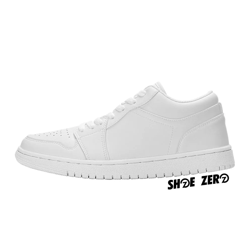 Customizable Vegan Leather Skateboard Low Top Sneakers (White)