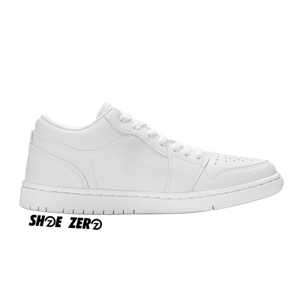 Customizable Vegan Leather Skateboard Low Top Sneakers (White)