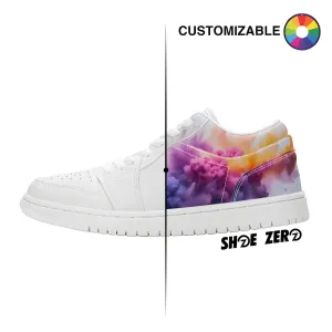 Customizable Vegan Leather Skateboard Low Top Sneakers (White)