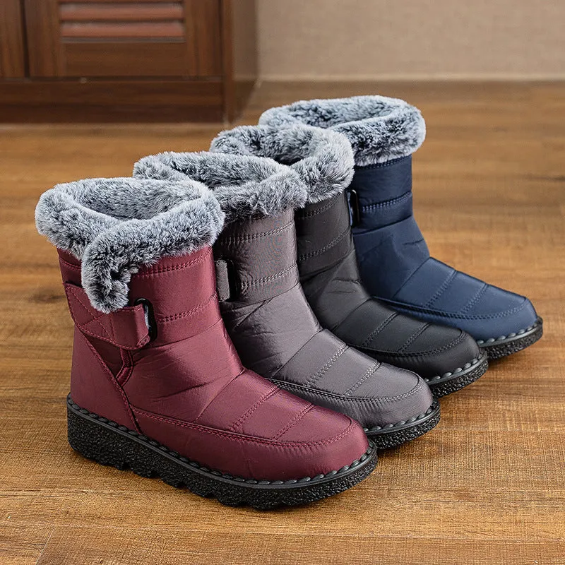 Damen Winter Schneestiefel mit warmem Futter, bequeme, rutschfeste Stiefeletten, wasserdichte Outdoor-Walking-Plattformschuhe