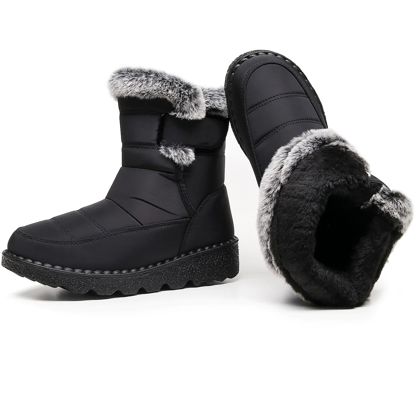 Damen Winter Schneestiefel mit warmem Futter, bequeme, rutschfeste Stiefeletten, wasserdichte Outdoor-Walking-Plattformschuhe