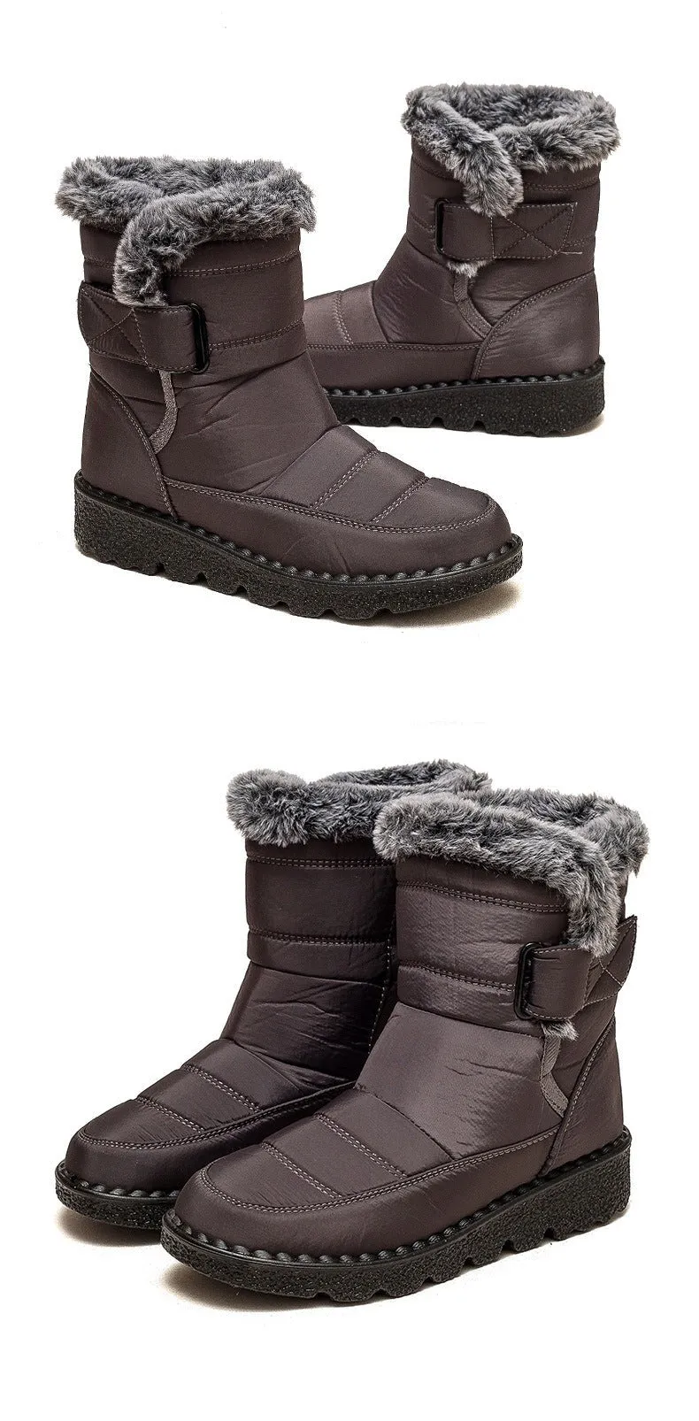 Damen Winter Schneestiefel mit warmem Futter, bequeme, rutschfeste Stiefeletten, wasserdichte Outdoor-Walking-Plattformschuhe