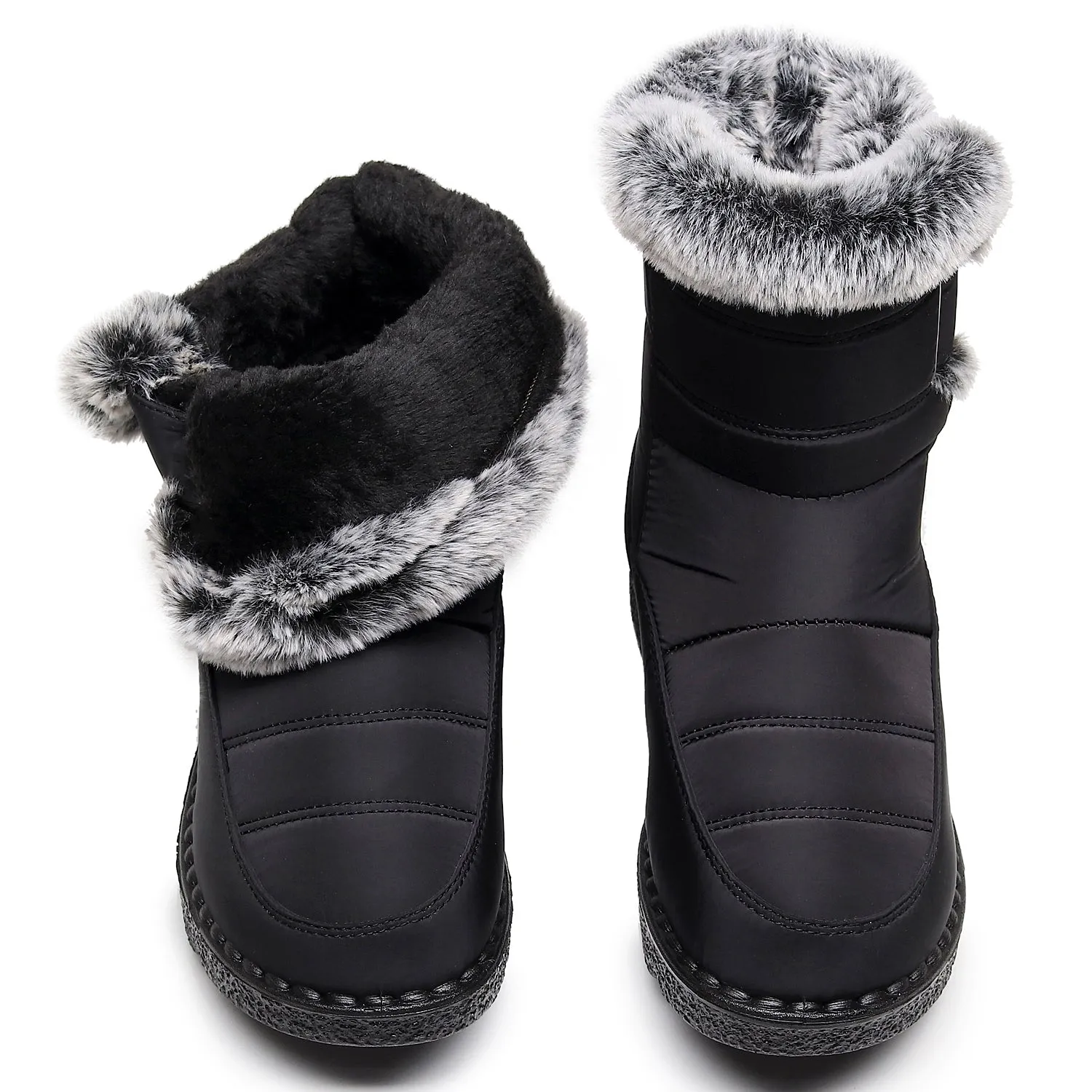 Damen Winter Schneestiefel mit warmem Futter, bequeme, rutschfeste Stiefeletten, wasserdichte Outdoor-Walking-Plattformschuhe