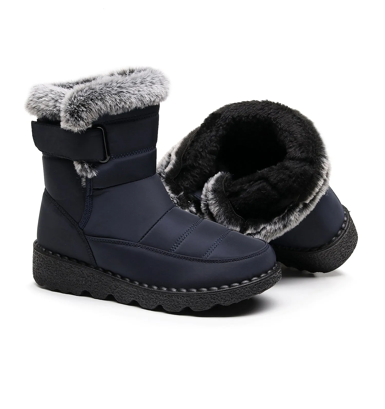 Damen Winter Schneestiefel mit warmem Futter, bequeme, rutschfeste Stiefeletten, wasserdichte Outdoor-Walking-Plattformschuhe