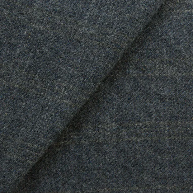 Dorr Mill ~ #4319 Grey Heather with a Subdued Natural Windowpane Wool Fabric