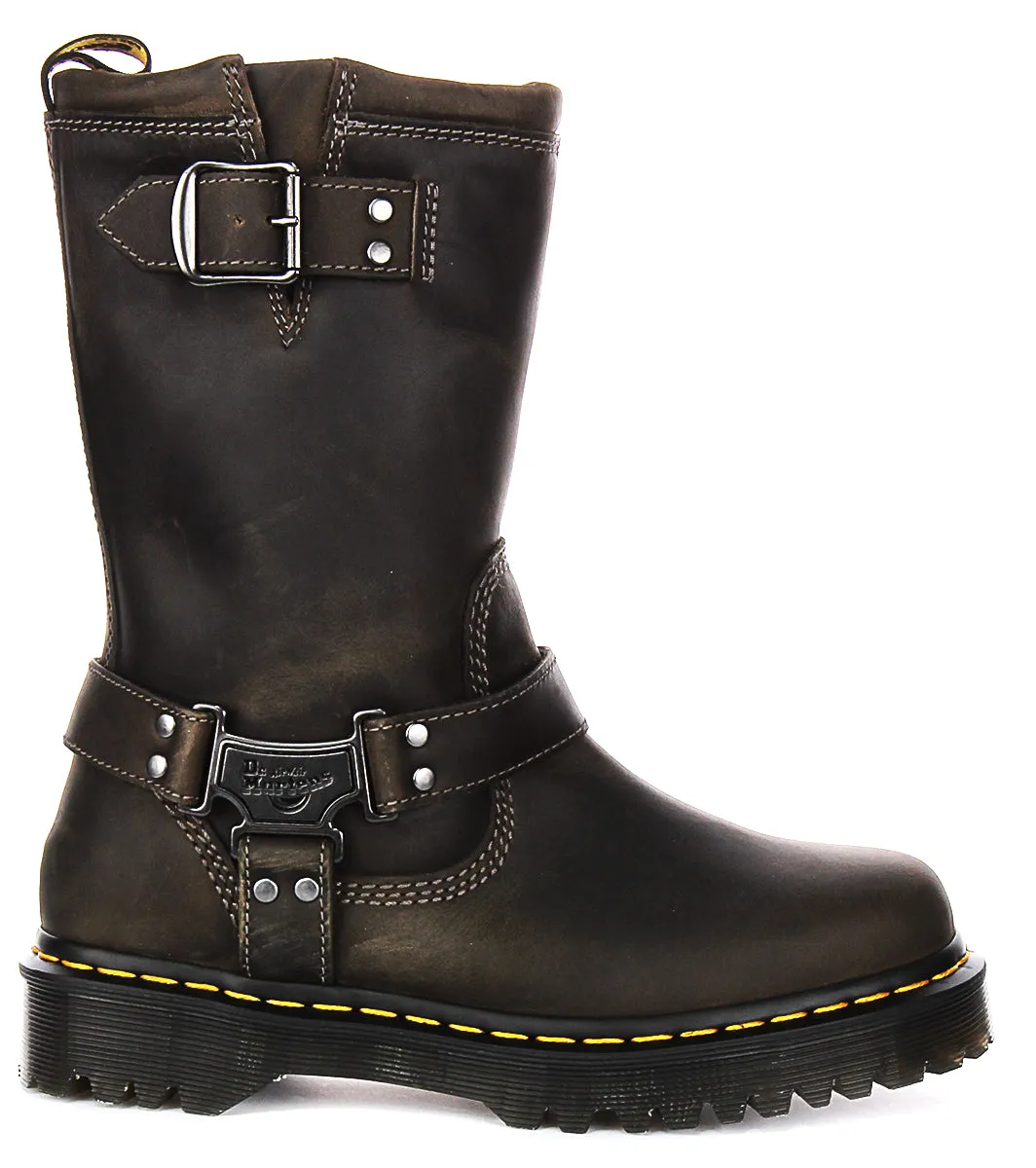 Dr Martens Anistone Hi Biker Boots In Grey