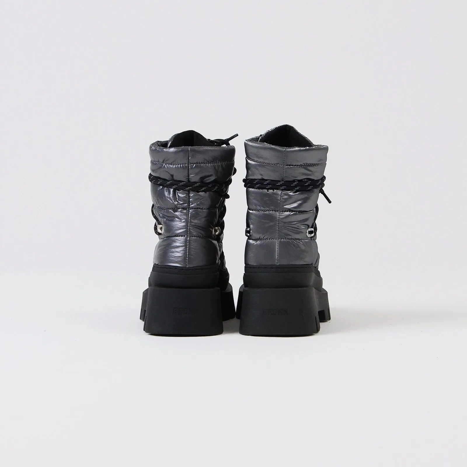 Evi-Ann Double Laces Gunmetal Chunky Boots