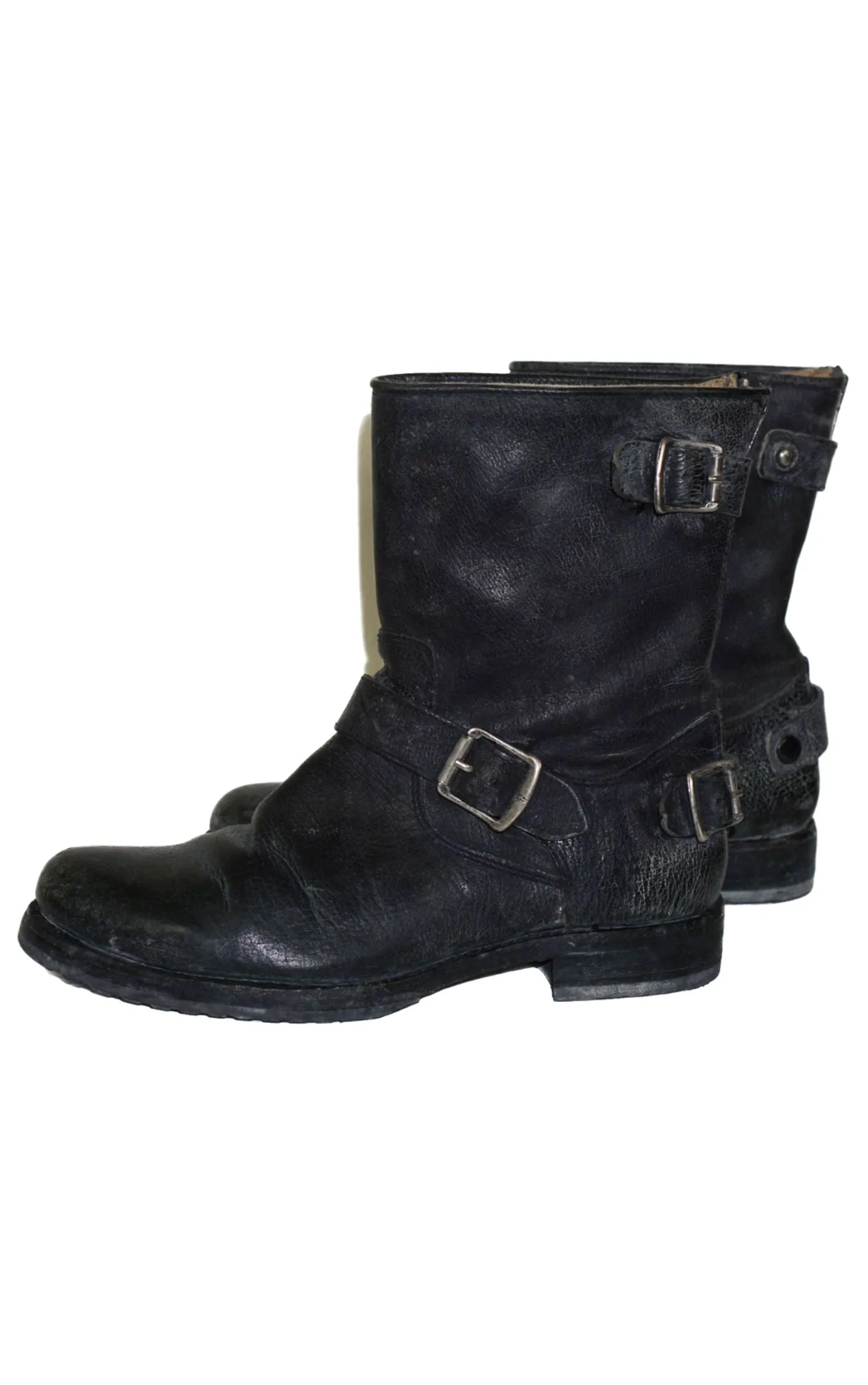 FRYE Veronica Short Black Buckle Zip Up Moto Boots