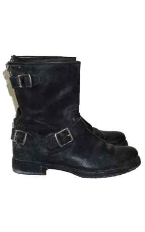 FRYE Veronica Short Black Buckle Zip Up Moto Boots