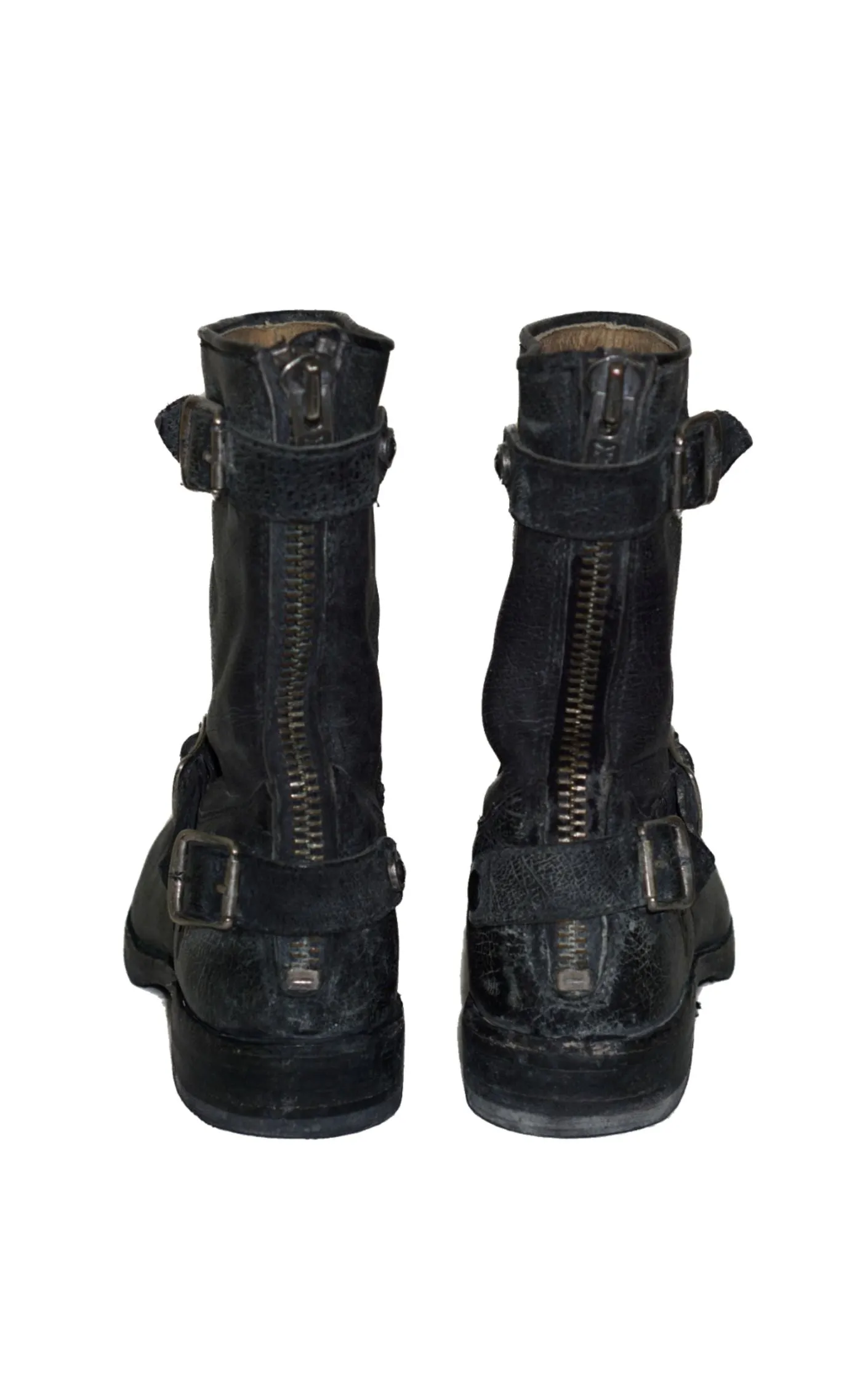 FRYE Veronica Short Black Buckle Zip Up Moto Boots