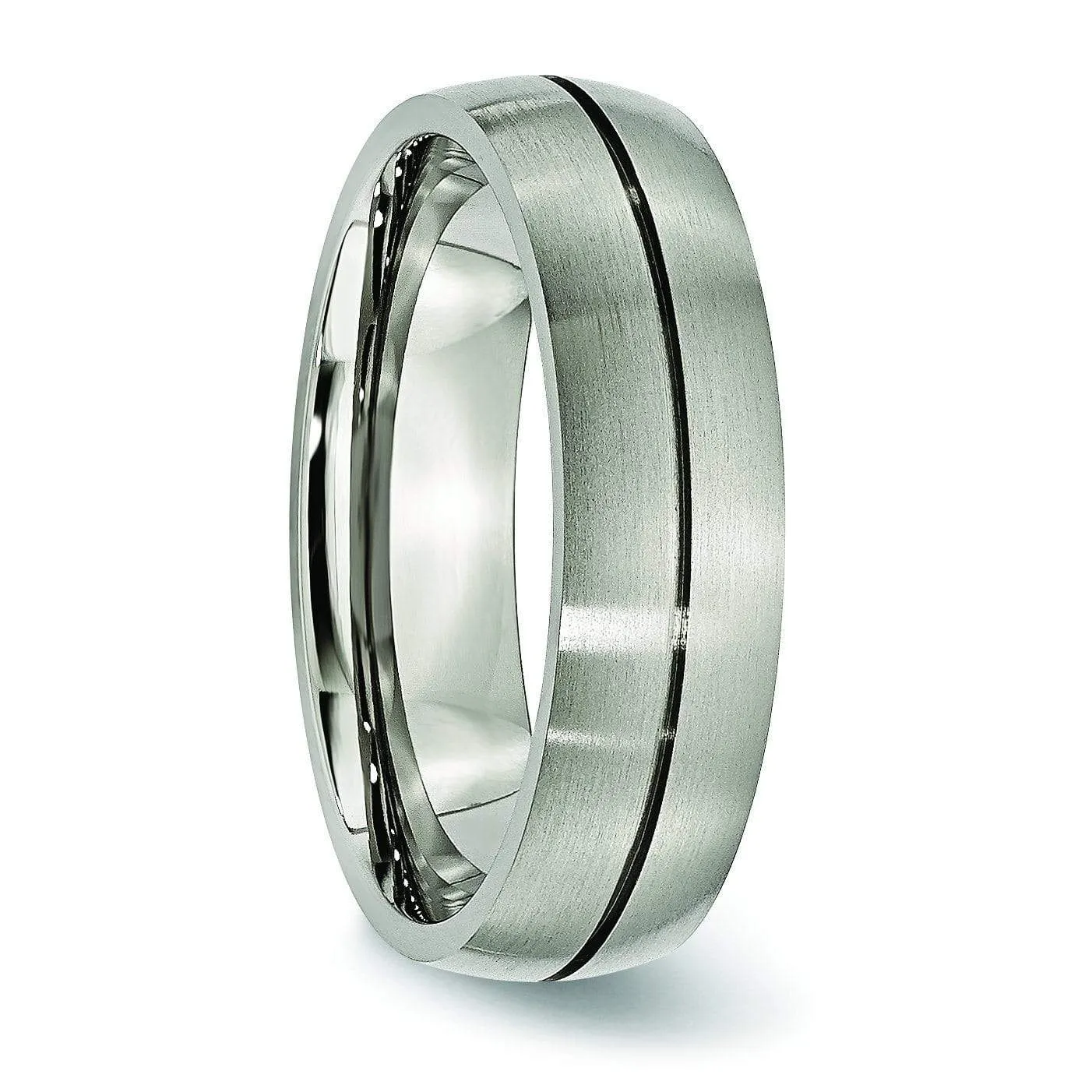 Grooved Titanium Ring  Matte Finish in 6mm Aircraft Grade Titanium