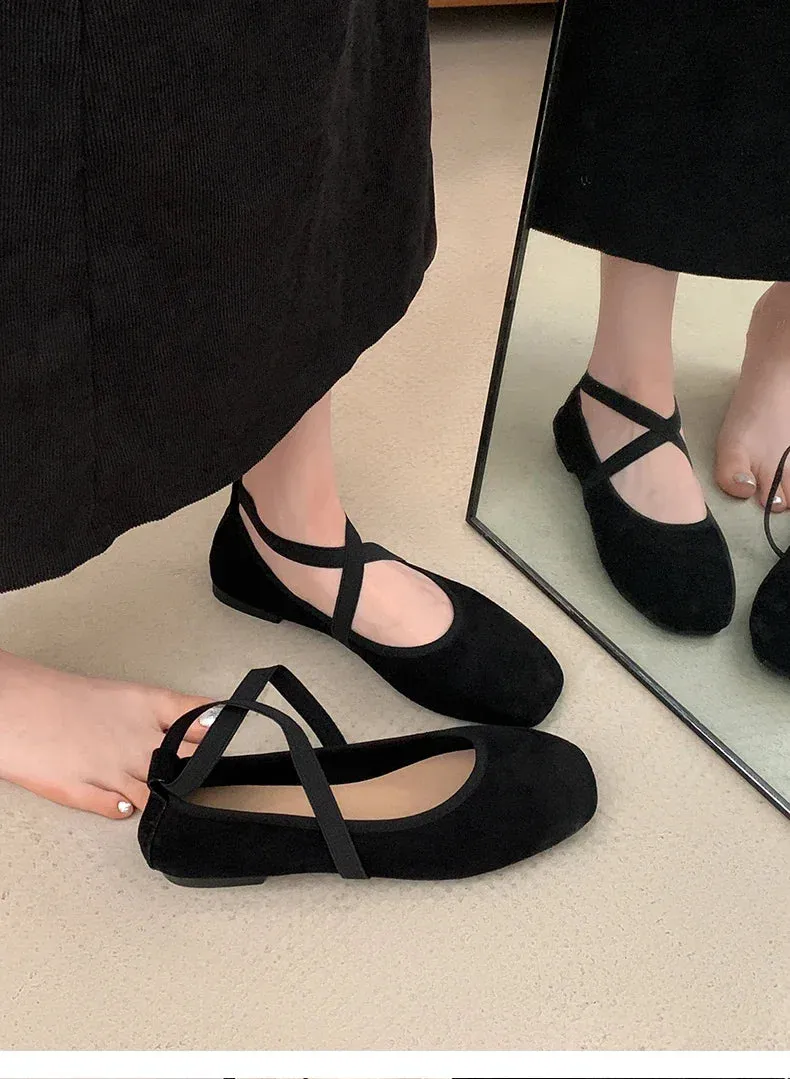 Hnzxzm 2024 New Spring Summer Flat Ballet Shoes Women's Shoes Retro Mary Jane Shoes Ballet Flats Women Zapatos Mujer