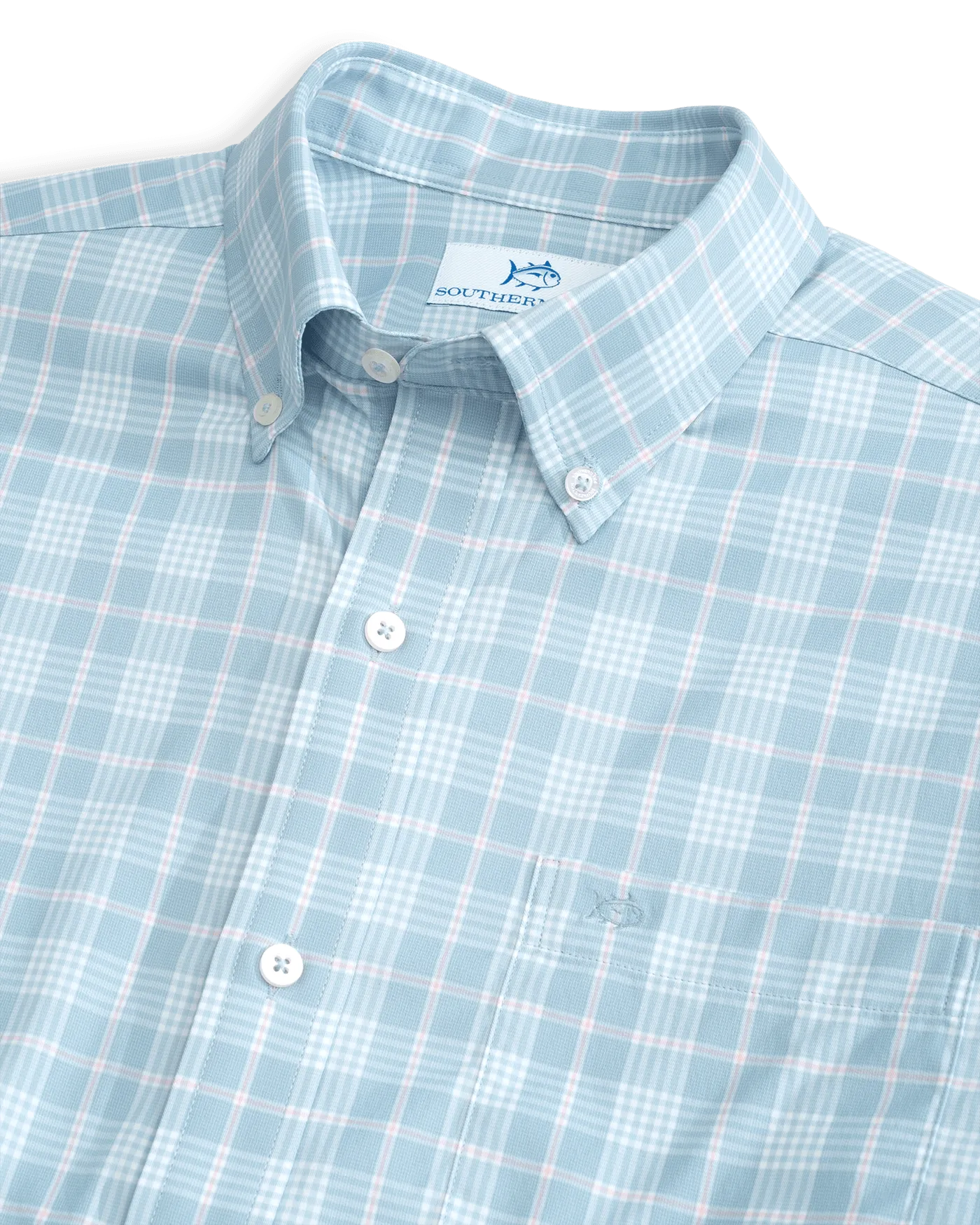 Intercoastal Primrose Plaid Long Sleeve Sport Shirt - Subdued Blue