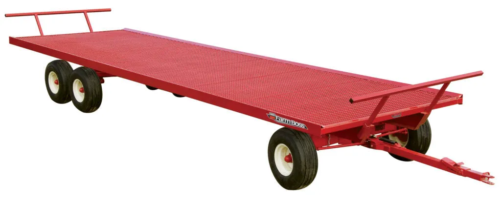 JBM 20’ to 36' Flat Rack with 4 Wheel Bale Wagon for Tractor