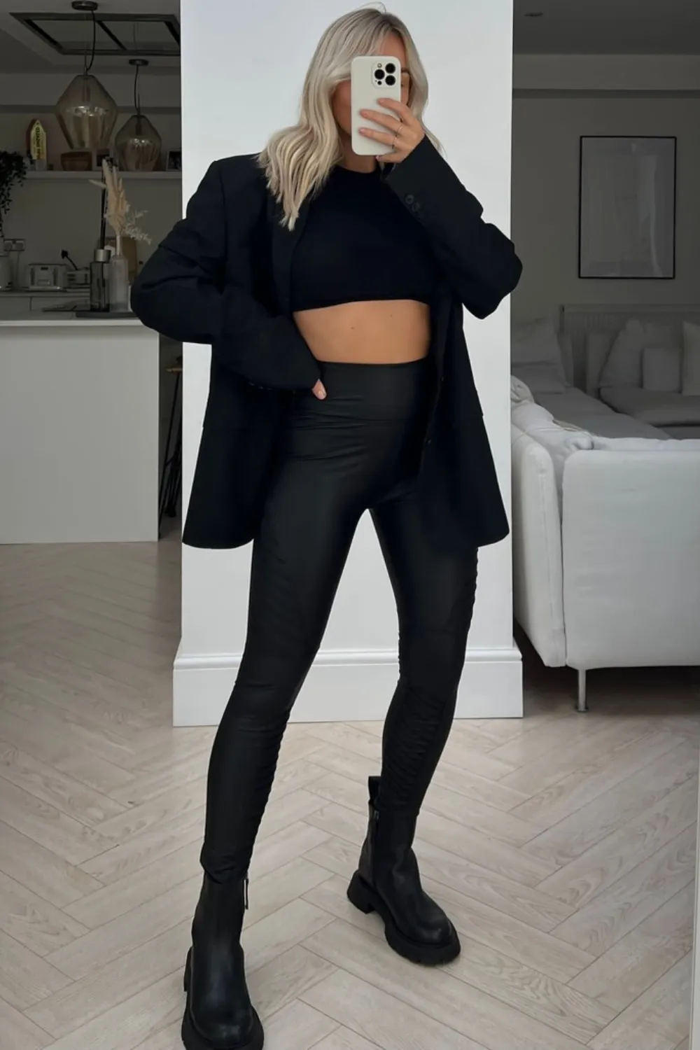 Karis black Biker High Waisted PU Trousers